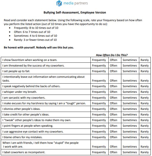 Bullying Self Assessment